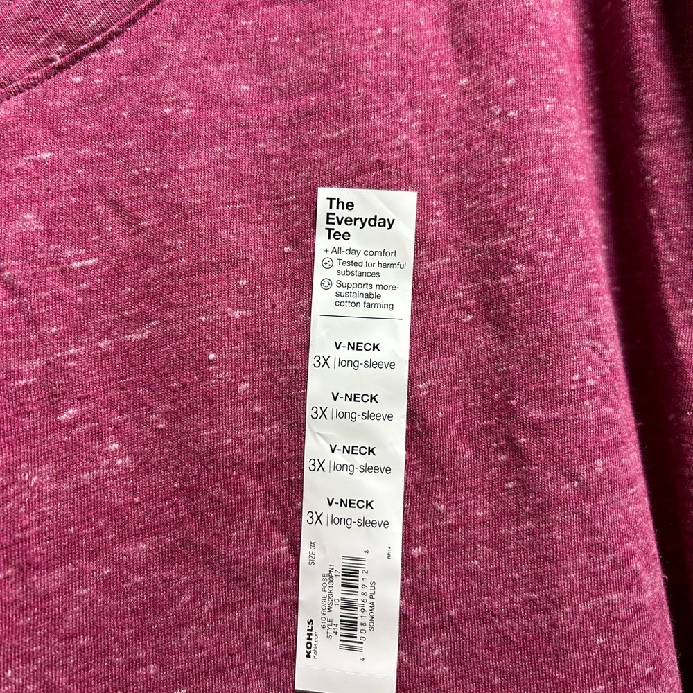 NWT Sonoma The Everyday Tee 3X Pink - Picture 2 of 6